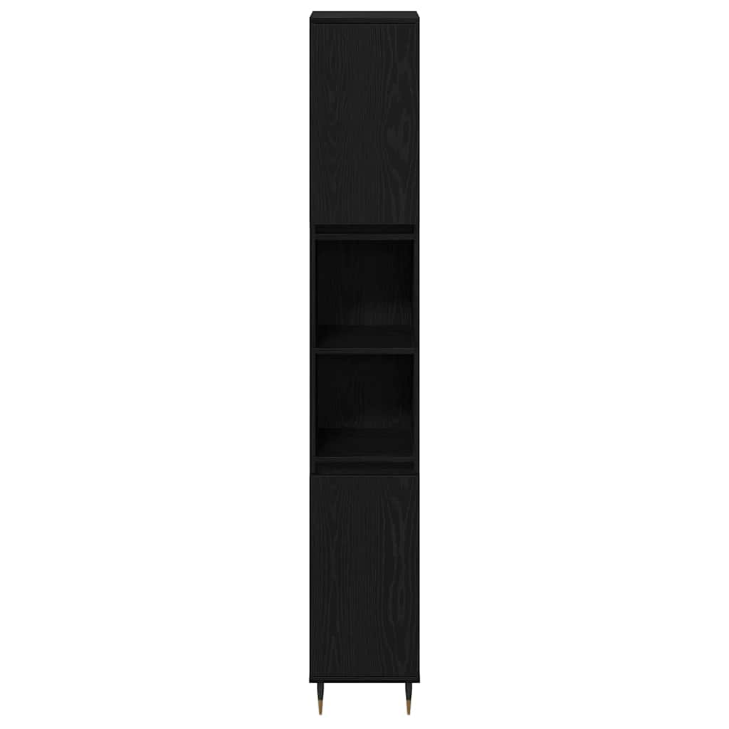 Juego de muebles de baño 3 pcs Roble Negro 30 x 30 x 190 cm