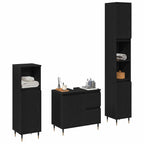 Juego de muebles de baño 3 pcs Roble Negro 30 x 30 x 190 cm