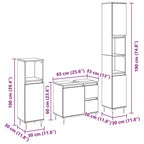 Juego de muebles de baño 3 pcs Roble Negro 30 x 30 x 190 cm