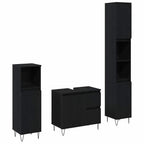 Juego de muebles de baño 3 pcs Roble Negro 30 x 30 x 190 cm