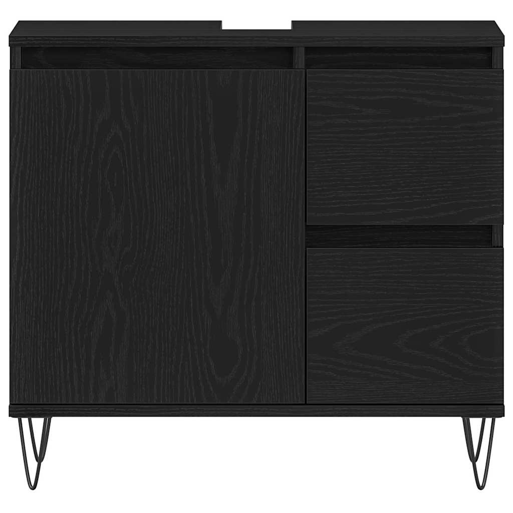 Juego de muebles de baño 3 pcs Roble Negro 30 x 30 x 190 cm