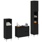 Juego de muebles de baño 3 pcs Roble Negro 30 x 30 x 190 cm