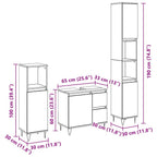 Juego de muebles de baño 3 pcs Roble Negro 30 x 30 x 190 cm