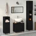 Juego de muebles de baño 3 pcs Roble Negro 30 x 30 x 190 cm