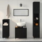 Juego de muebles de baño 3 pcs Roble Negro 30 x 30 x 190 cm