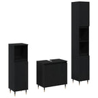 Juego de muebles de baño 3 pcs Roble Negro 30 x 30 x 190 cm