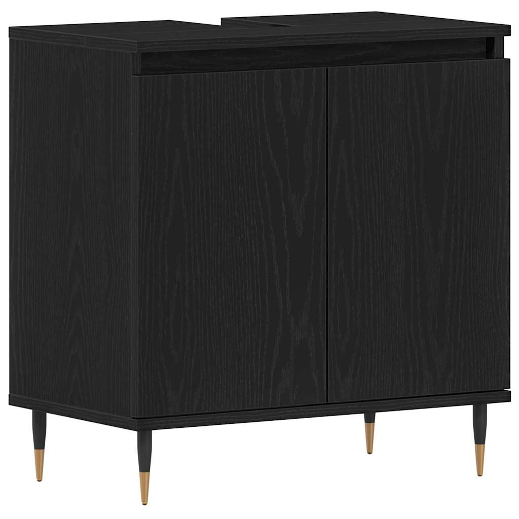 Juego de muebles de baño 3 pcs Roble Negro 30 x 30 x 190 cm