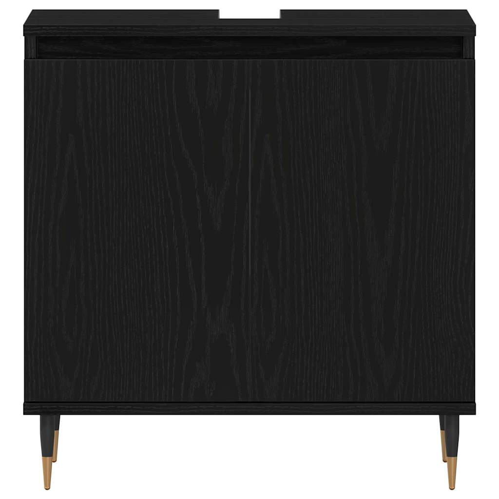 Juego de muebles de baño 3 pcs Roble Negro 30 x 30 x 190 cm