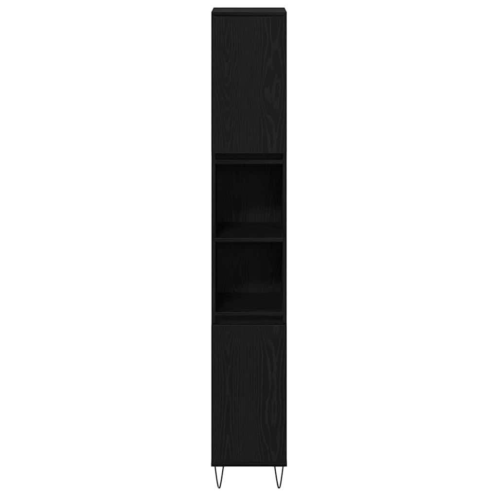 Juego de muebles de baño 3 pcs Roble Negro 30 x 30 x 190 cm