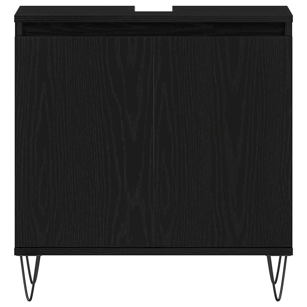 Juego de muebles de baño 3 pcs Roble Negro 30 x 30 x 190 cm