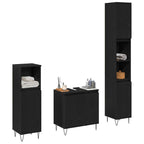 Juego de muebles de baño 3 pcs Roble Negro 30 x 30 x 190 cm