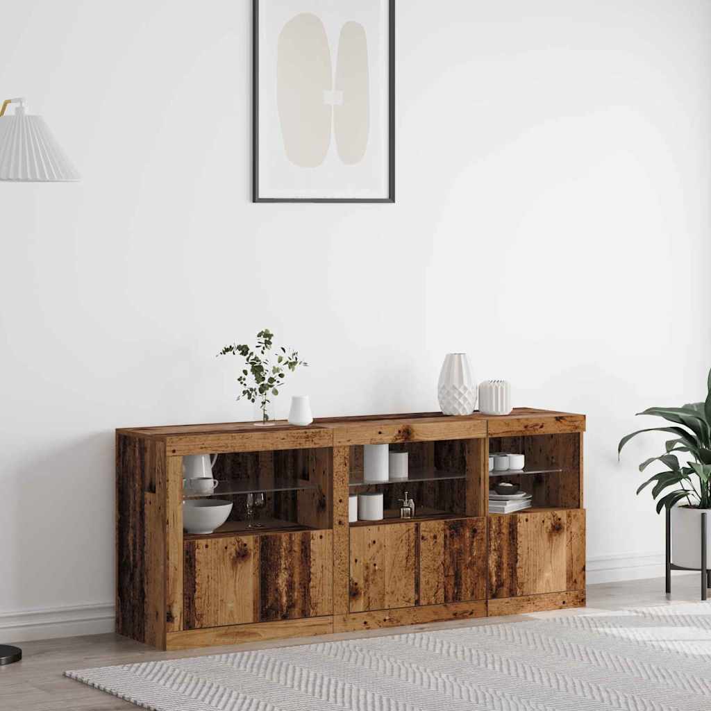 Aparador LED Madera vieja 162 x 37 x 67 cm Madera de ingeniería
