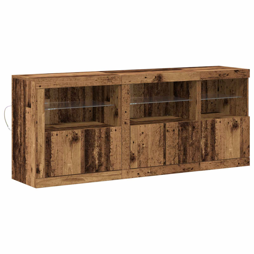 Aparador LED Madera vieja 162 x 37 x 67 cm Madera de ingeniería