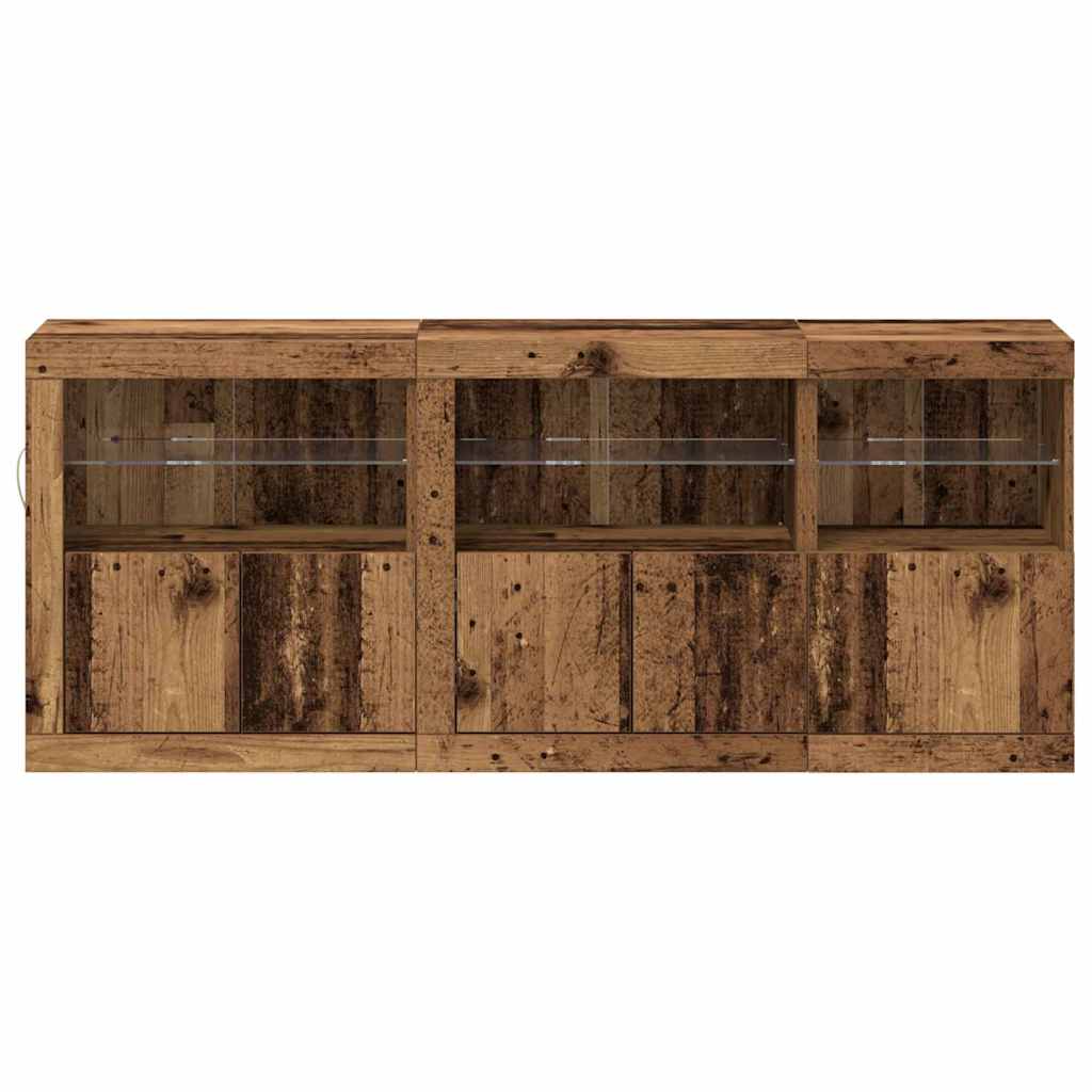 Aparador LED Madera vieja 162 x 37 x 67 cm Madera de ingeniería