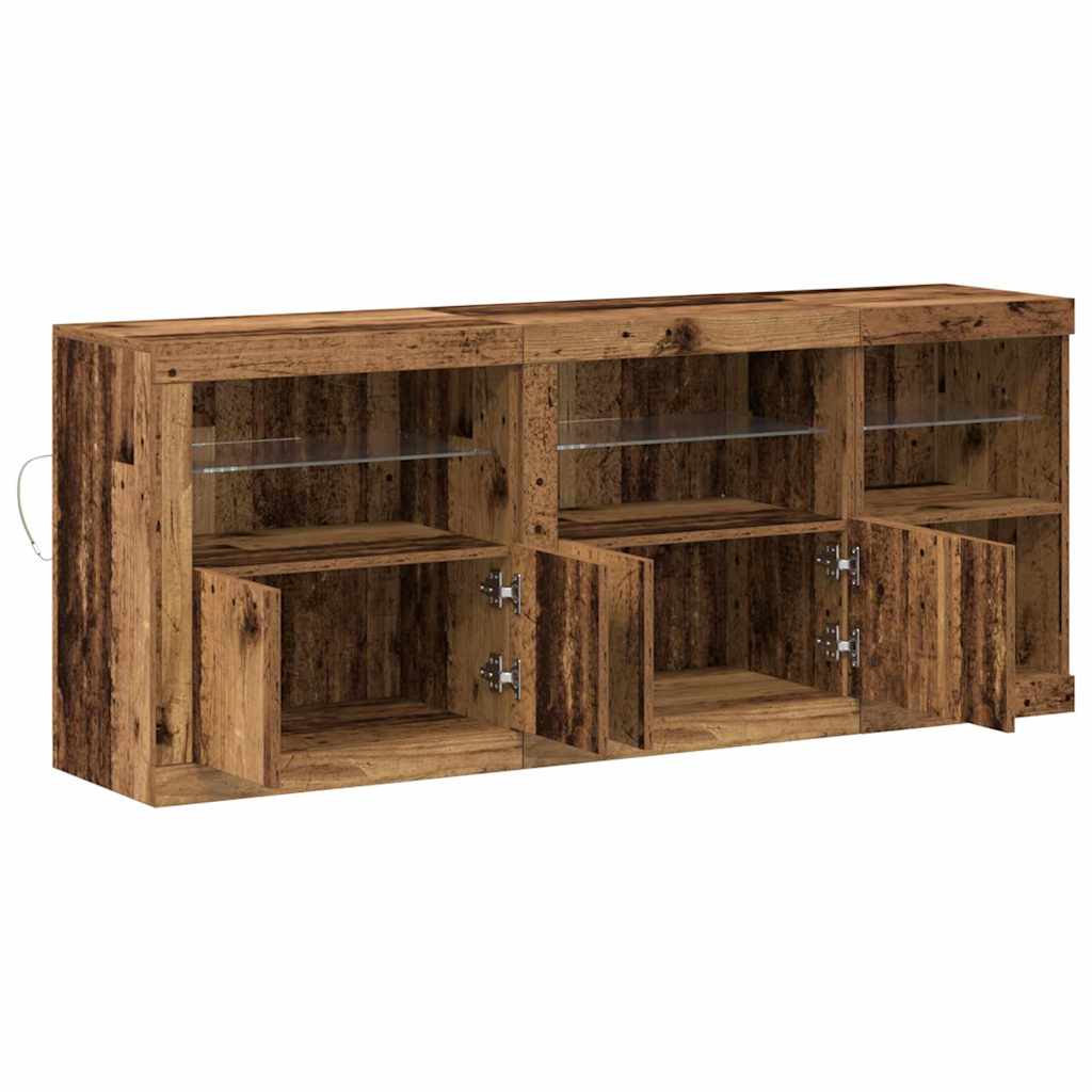 Aparador LED Madera vieja 162 x 37 x 67 cm Madera de ingeniería