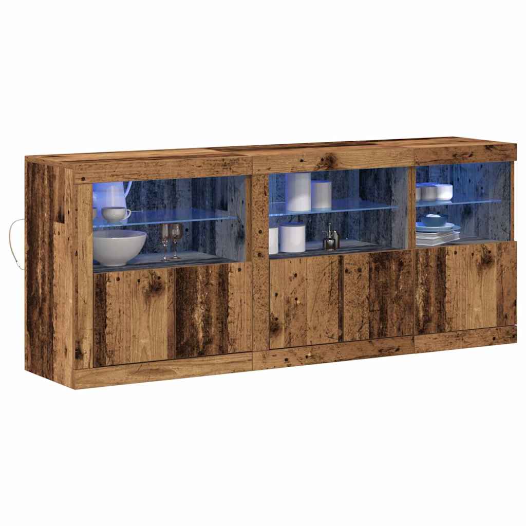 Aparador LED Madera vieja 162 x 37 x 67 cm Madera de ingeniería