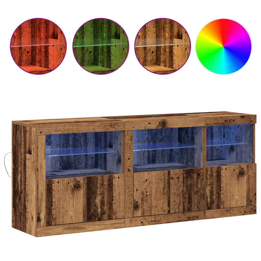 Aparador LED Madera vieja 162 x 37 x 67 cm Madera de ingeniería