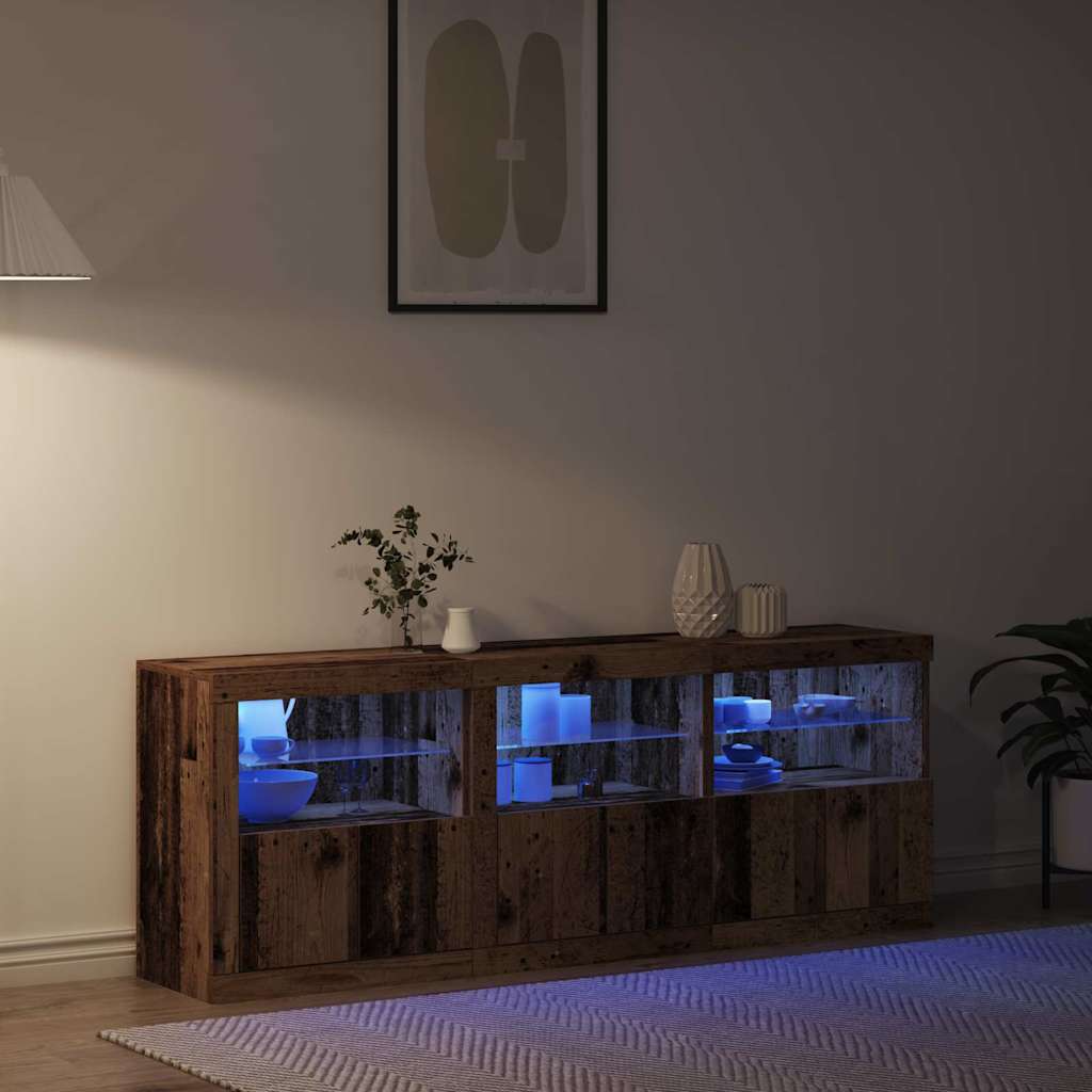 Aparador LED Madera envejecida 181 x 37 x 67 cm