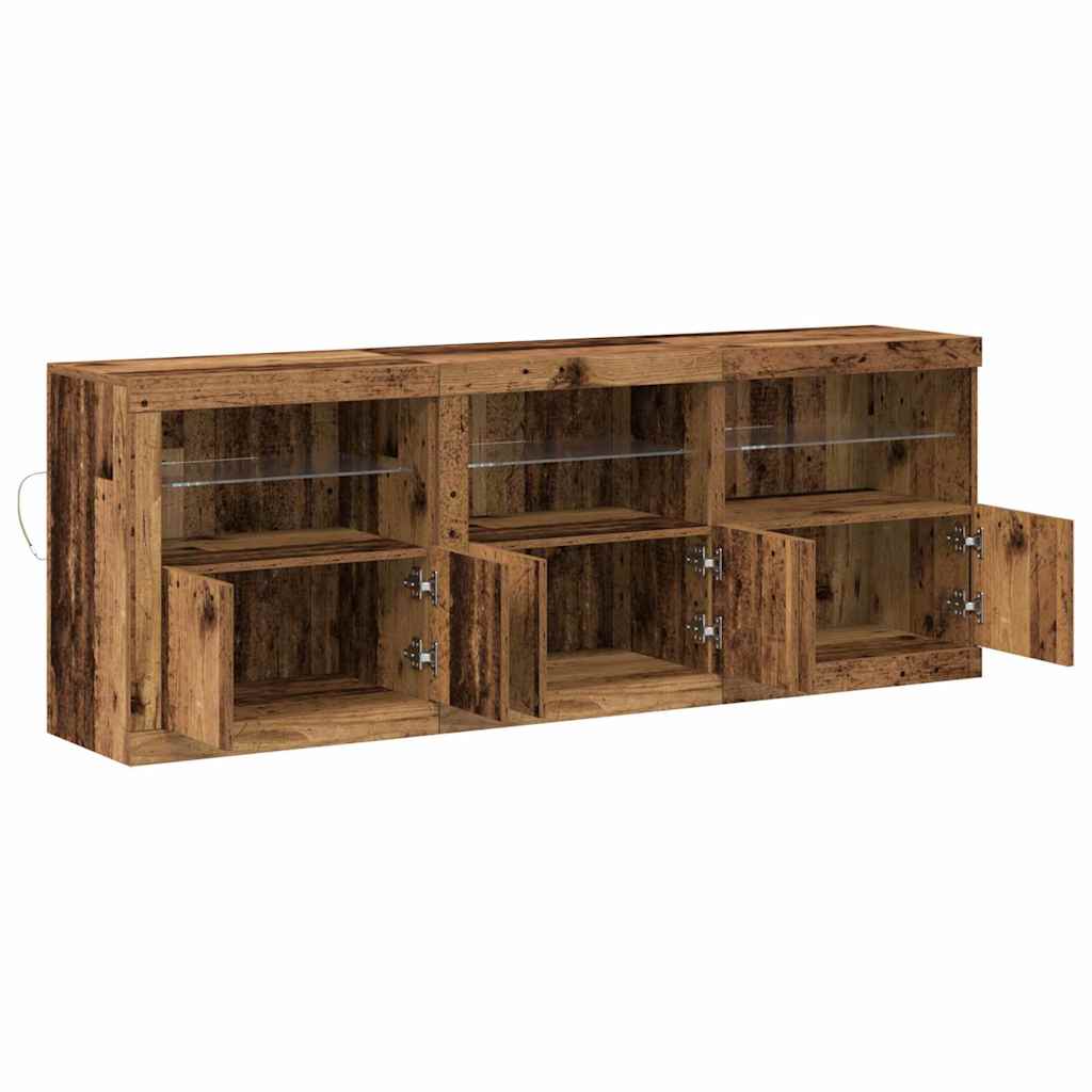 Aparador LED Madera envejecida 181 x 37 x 67 cm