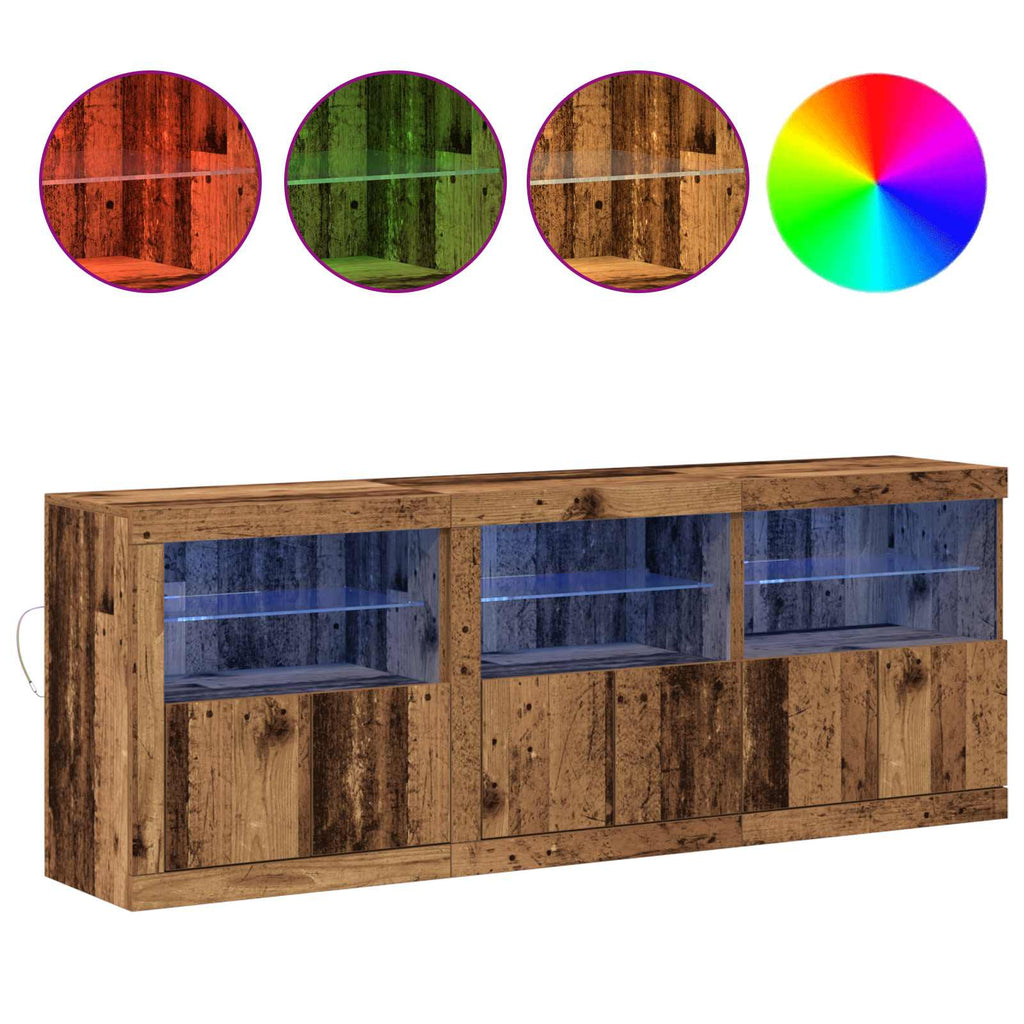 Aparador LED Madera envejecida 181 x 37 x 67 cm