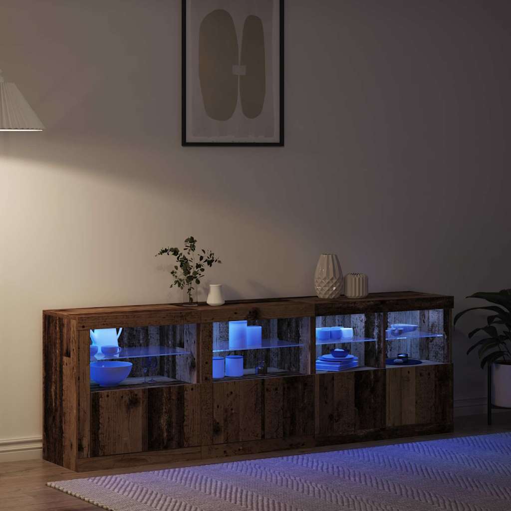 Aparador LED Madera vieja 202 x 37 x 67 cm Madera de ingeniería