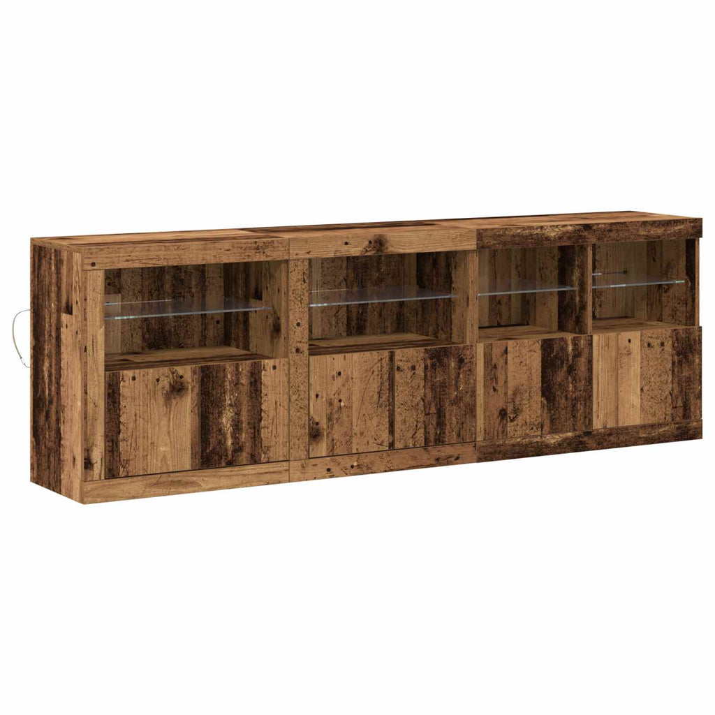Aparador LED Madera vieja 202 x 37 x 67 cm Madera de ingeniería
