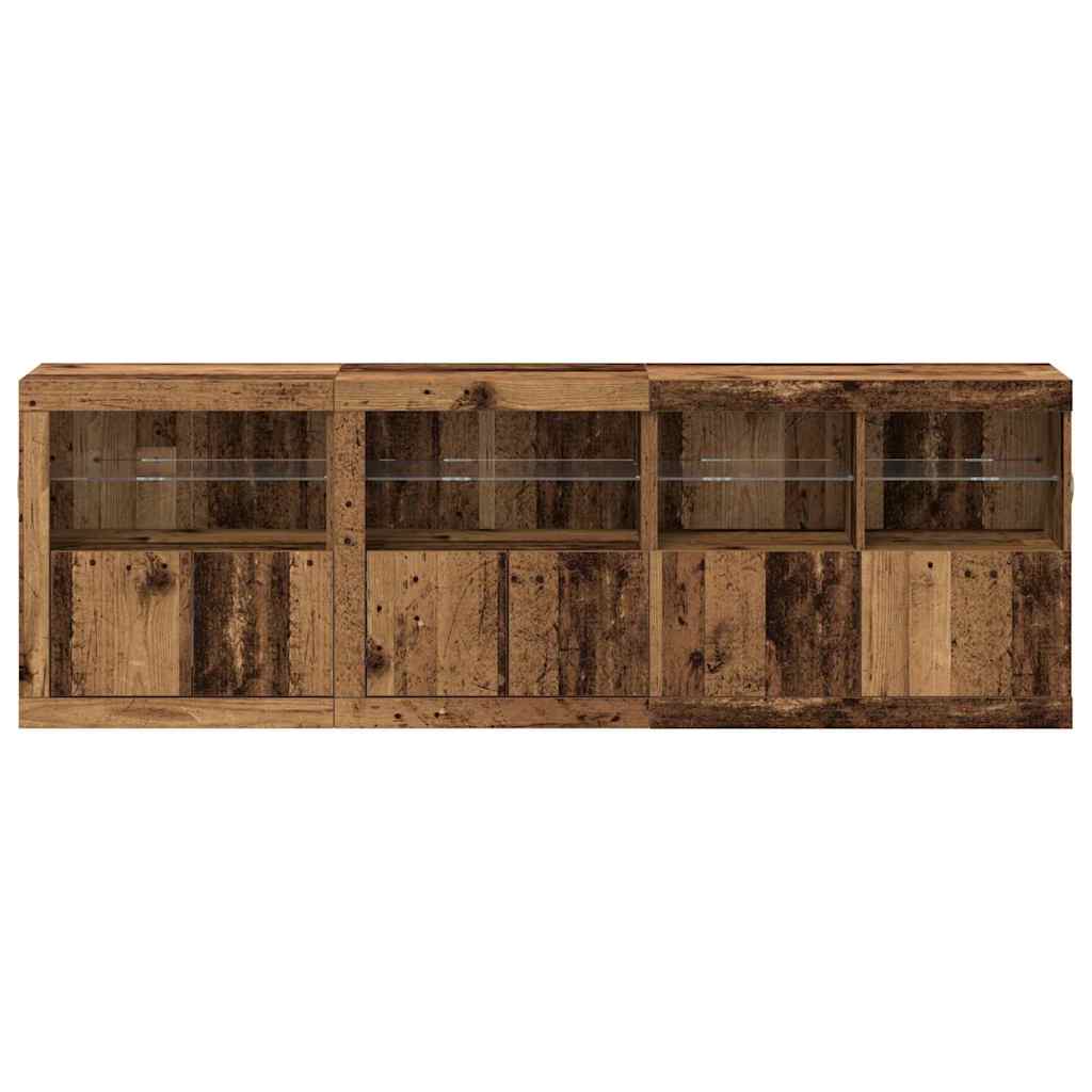Aparador LED Madera vieja 202 x 37 x 67 cm Madera de ingeniería