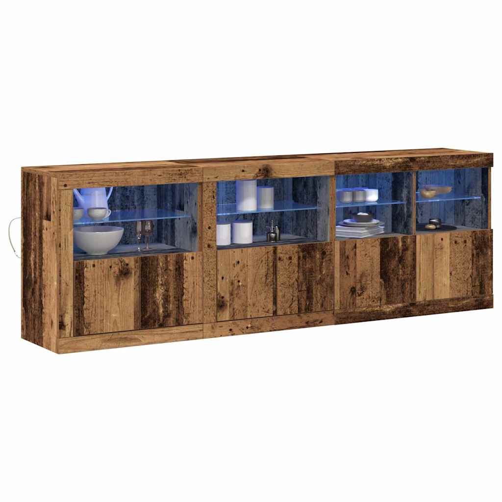 Aparador LED Madera vieja 202 x 37 x 67 cm Madera de ingeniería