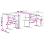 Aparador LED Madera vieja 202 x 37 x 67 cm Madera de ingeniería
