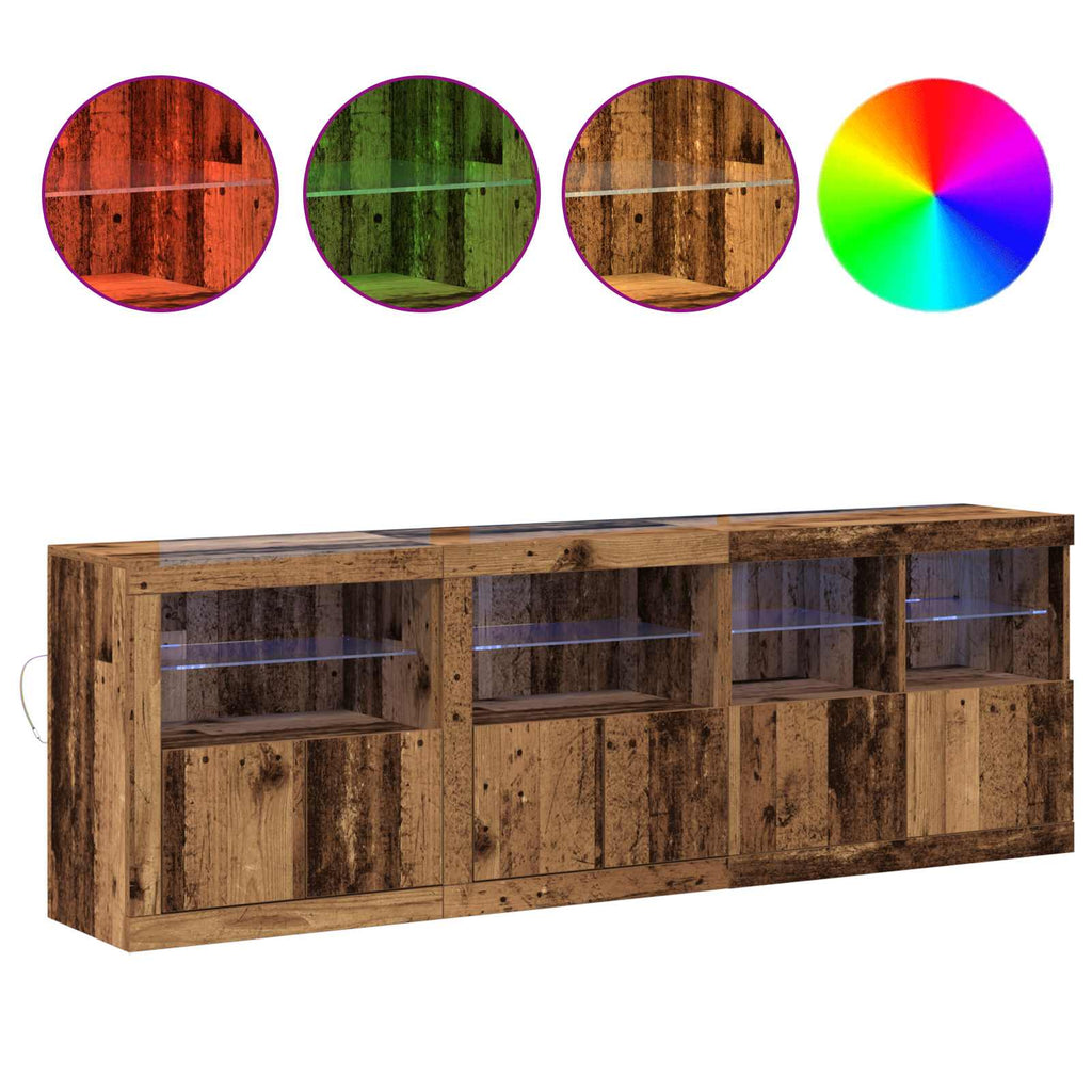 Aparador LED Madera vieja 202 x 37 x 67 cm Madera de ingeniería