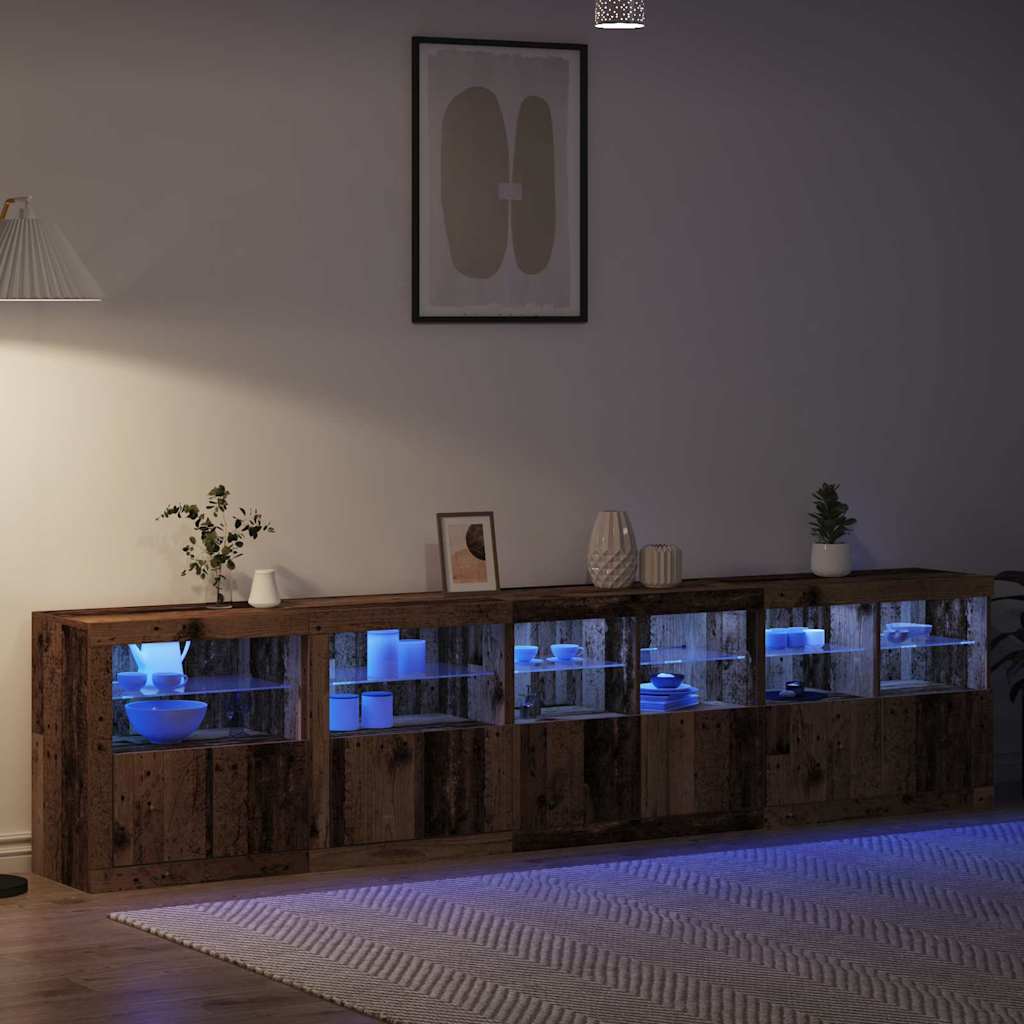 Aparador LED Madera vieja 283 x 37 x 67 cm Madera de ingeniería