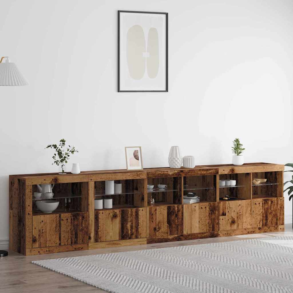 Aparador LED Madera vieja 283 x 37 x 67 cm Madera de ingeniería