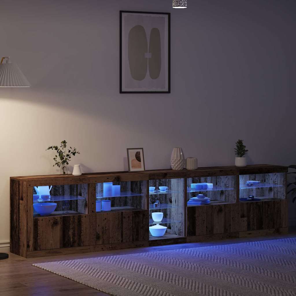 Aparador LED Madera vieja 283 x 37 x 67 cm Madera de ingeniería