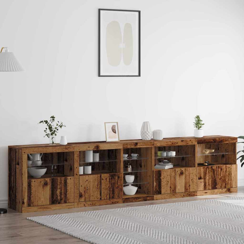 Aparador LED Madera vieja 283 x 37 x 67 cm Madera de ingeniería