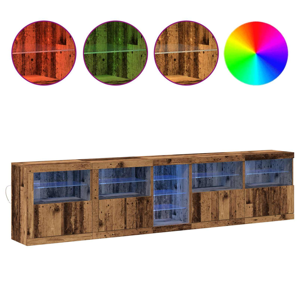 Aparador LED Madera vieja 283 x 37 x 67 cm Madera de ingeniería
