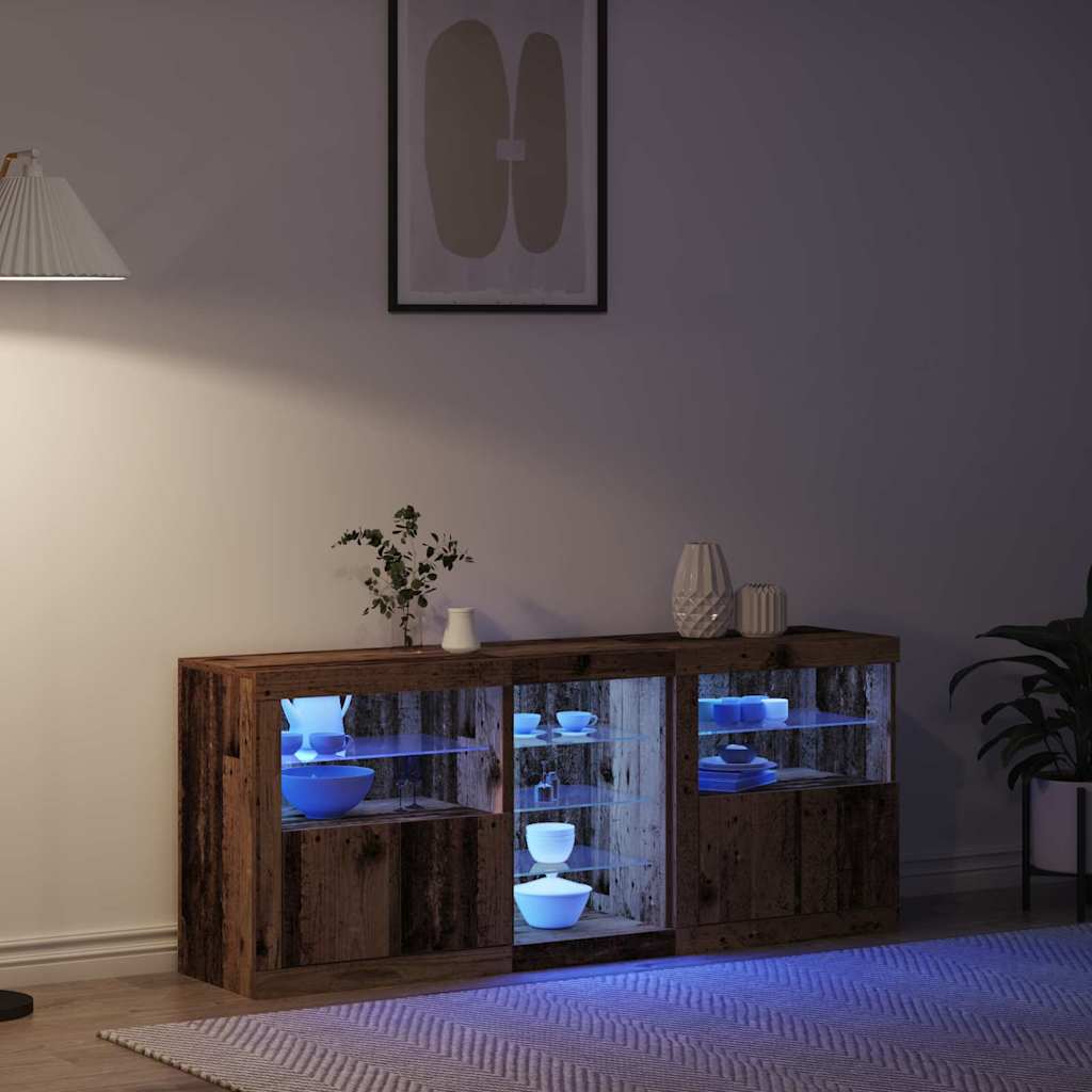 Aparador LED Madera vieja 162 x 37 x 67 cm Madera de ingeniería
