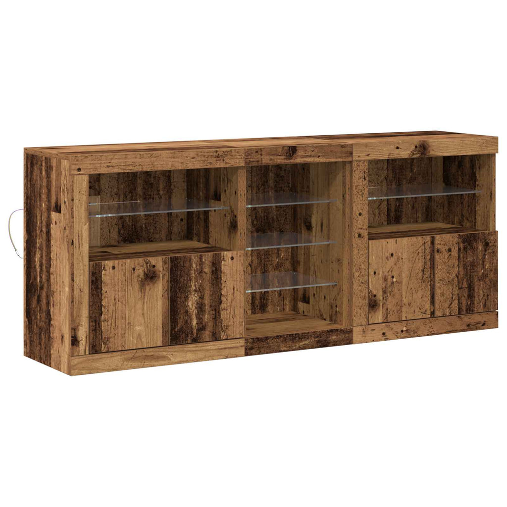 Aparador LED Madera vieja 162 x 37 x 67 cm Madera de ingeniería