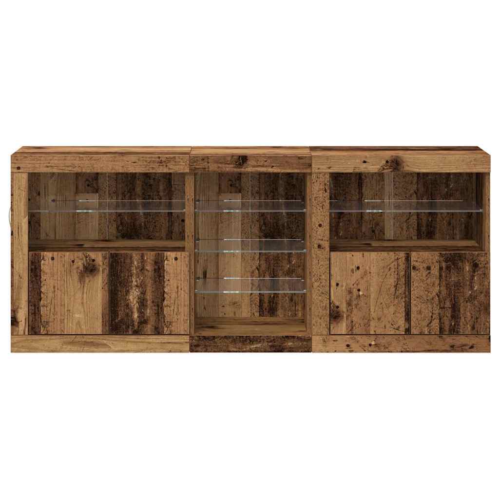 Aparador LED Madera vieja 162 x 37 x 67 cm Madera de ingeniería