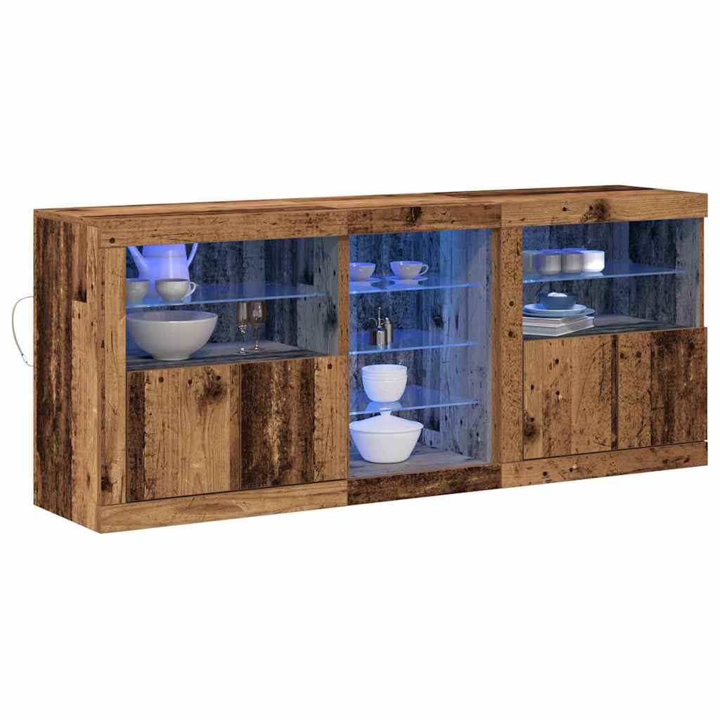Aparador LED Madera vieja 162 x 37 x 67 cm Madera de ingeniería