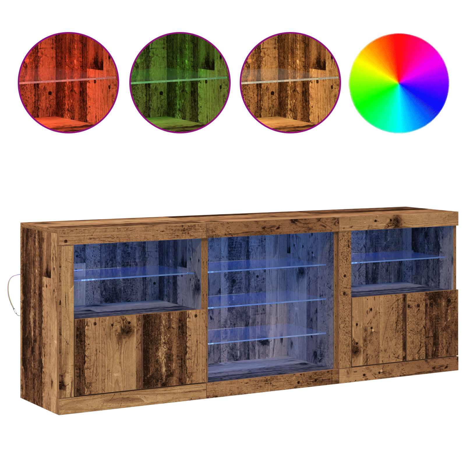 Aparador LED Madera vieja 181,5 x 37 x 67 cm