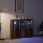 Aparador LED 3 pcs Madera vieja 123 x 37 x 100 cm