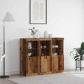 Aparador LED 3 pcs Madera vieja 123 x 37 x 100 cm