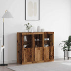 Aparador LED 3 pcs Madera vieja 123 x 37 x 100 cm