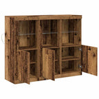Aparador LED 3 pcs Madera vieja 123 x 37 x 100 cm