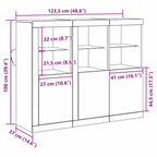 Aparador LED 3 pcs Madera vieja 123 x 37 x 100 cm