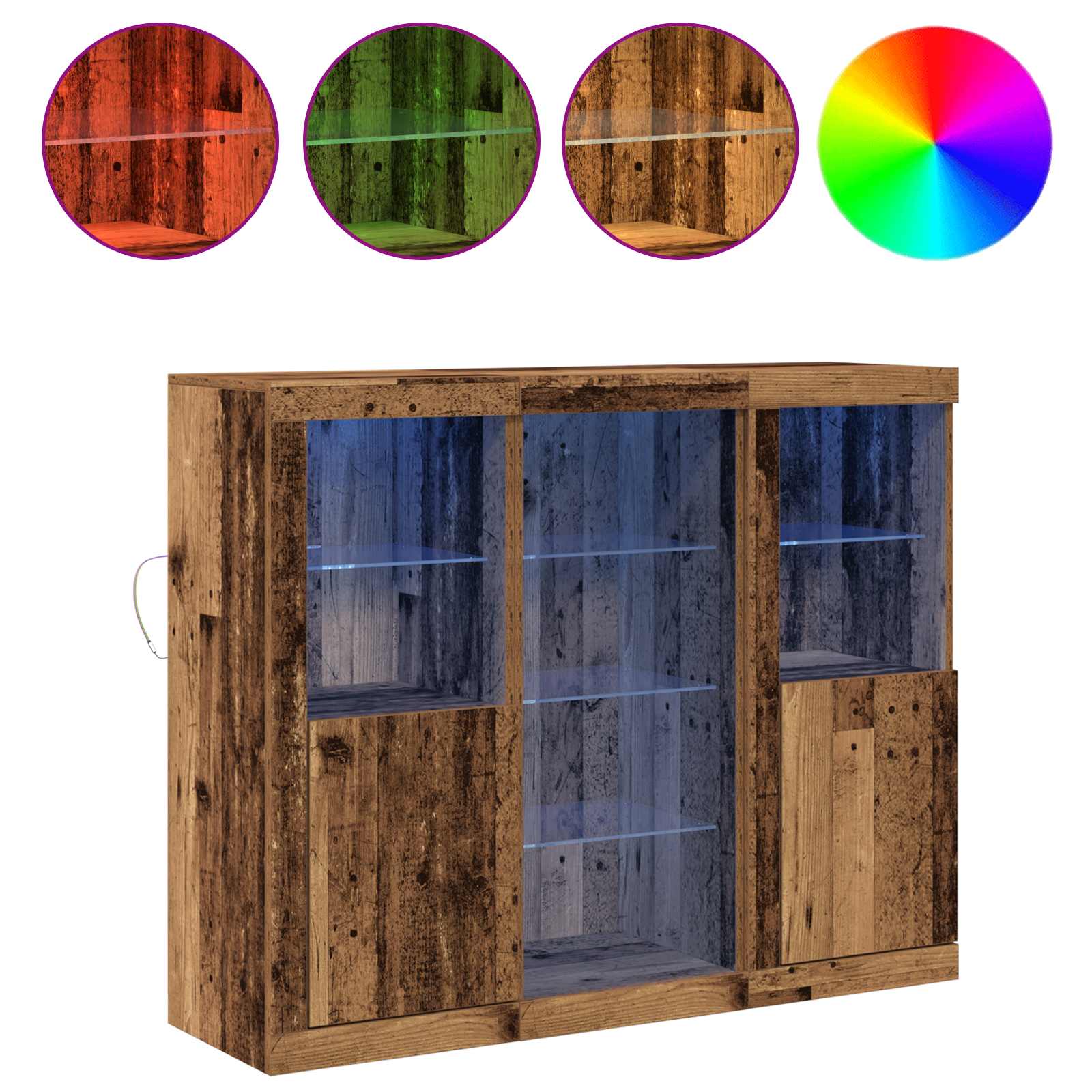 Aparador LED Madera vieja 123 x 37 x 100 cm