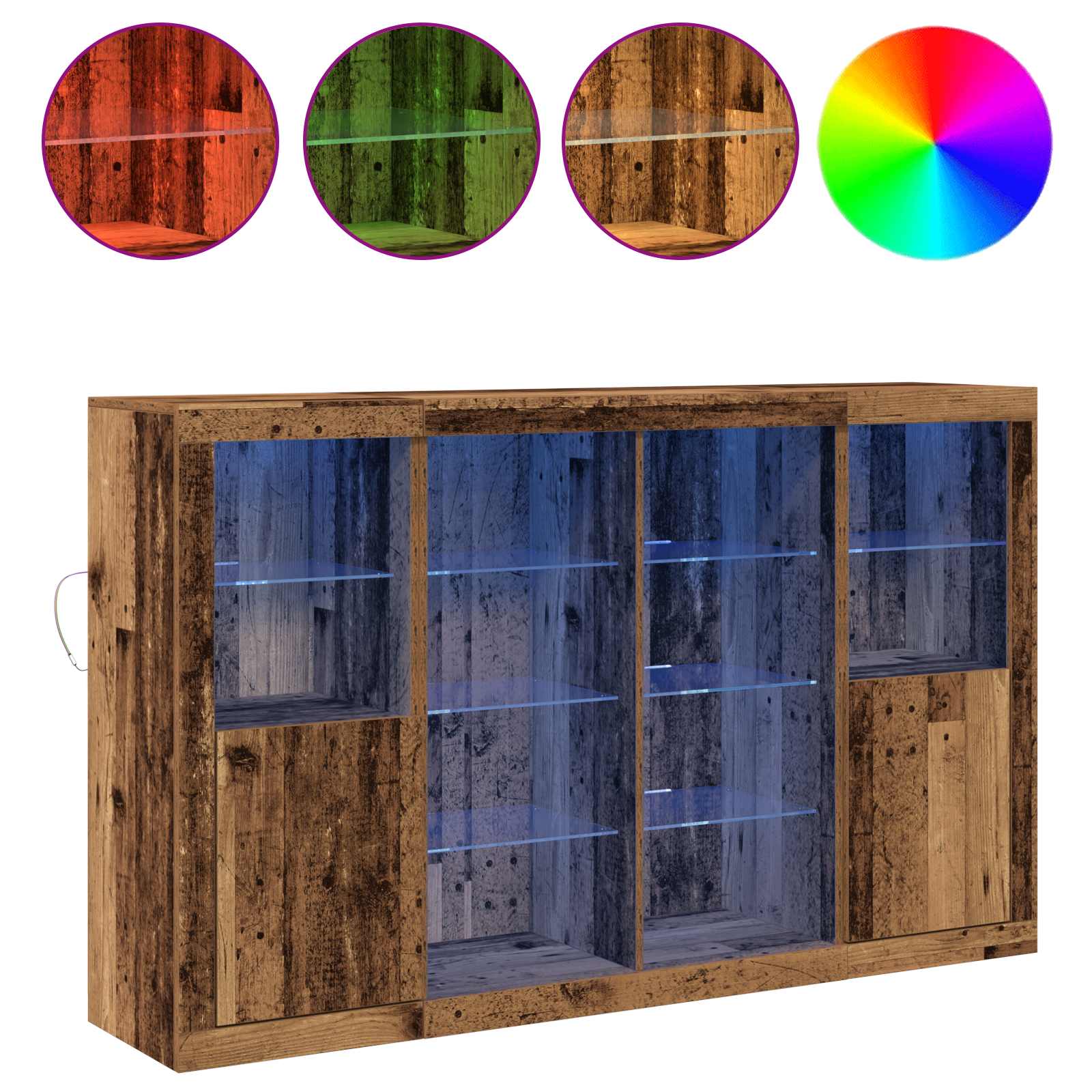 Aparador LED Madera vieja 163 x 37 x 100 cm