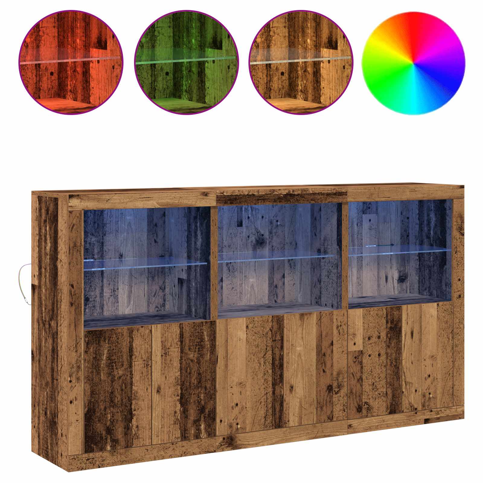 Aparador LED Madera vieja 181,5 x 37 x 100 cm