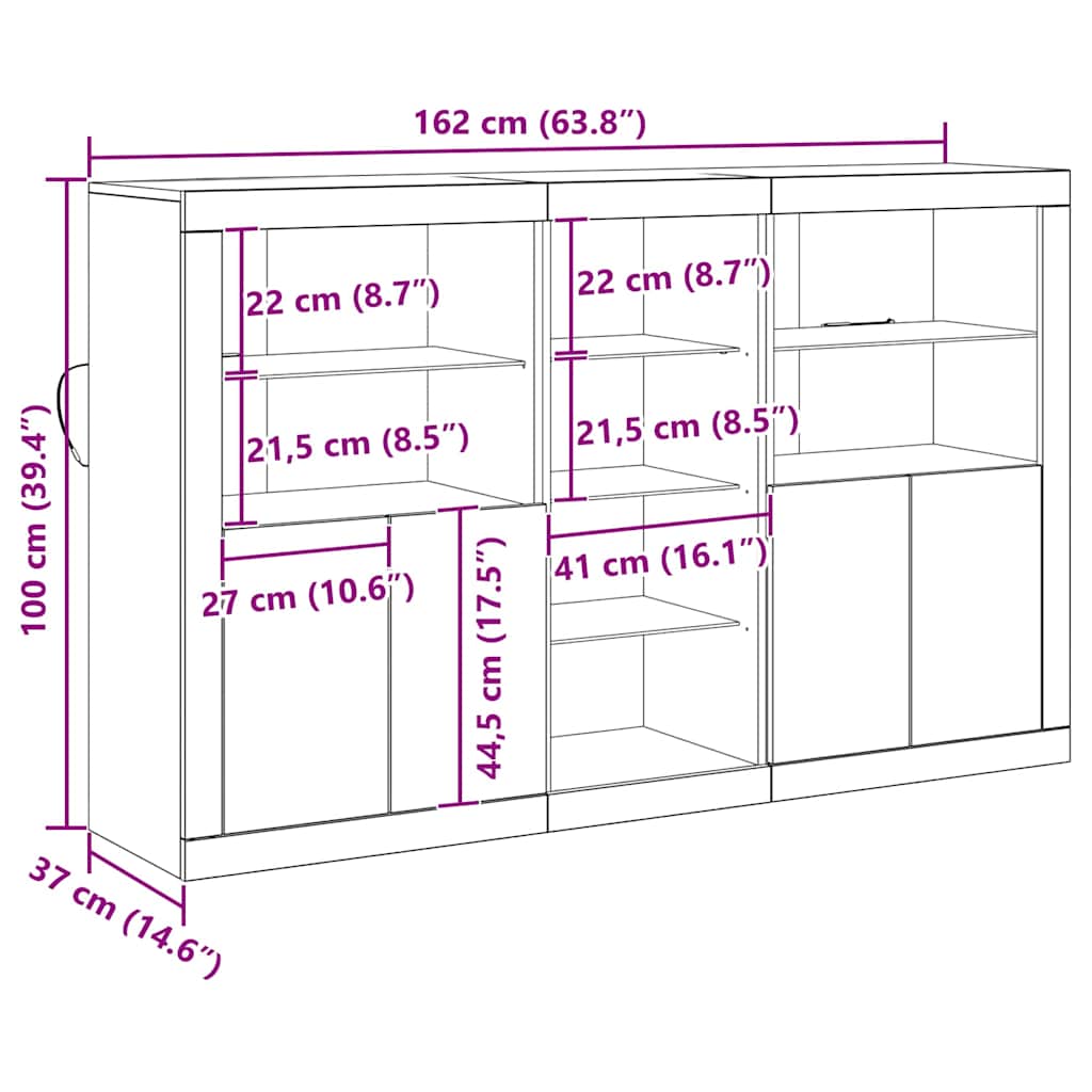 Aparador LED Madera vieja 162 x 37 x 100 cm