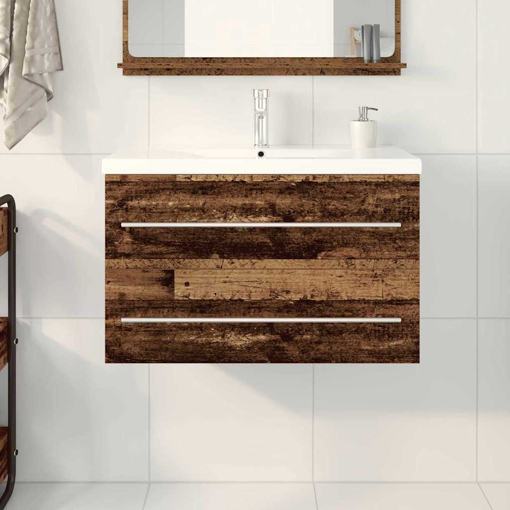 Gabinete de Lavabo para Baño con cajón 2 pcs 80 x 38,5 x 48 cm